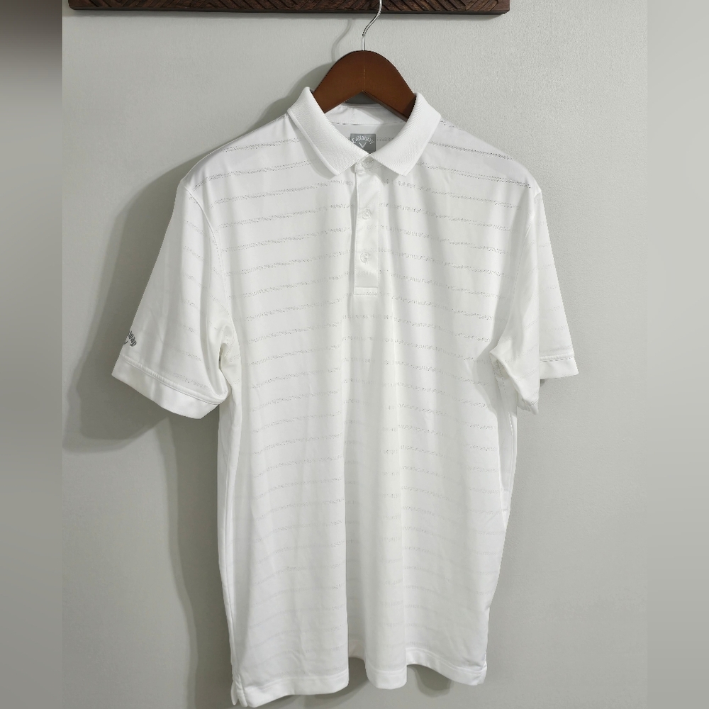 Callaway Men's Basic Short Sleeve Opti-Vent Open Mesh Polo Golf Shirt Size Large - Picture 2 of 9